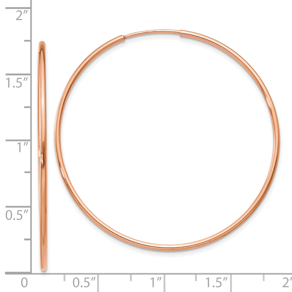 14k Rose Gold 1.20mm Polished Endless Hoop Earrings-XY1240