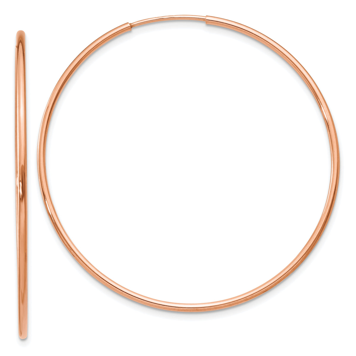 14k Rose Gold 1.20mm Polished Endless Hoop Earrings-XY1240