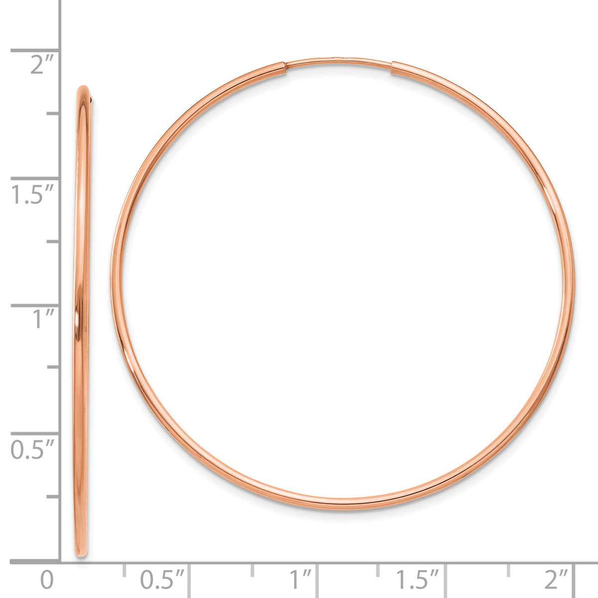 14k Rose Gold 1.20mm Polished Endless Hoop Earrings-XY1241