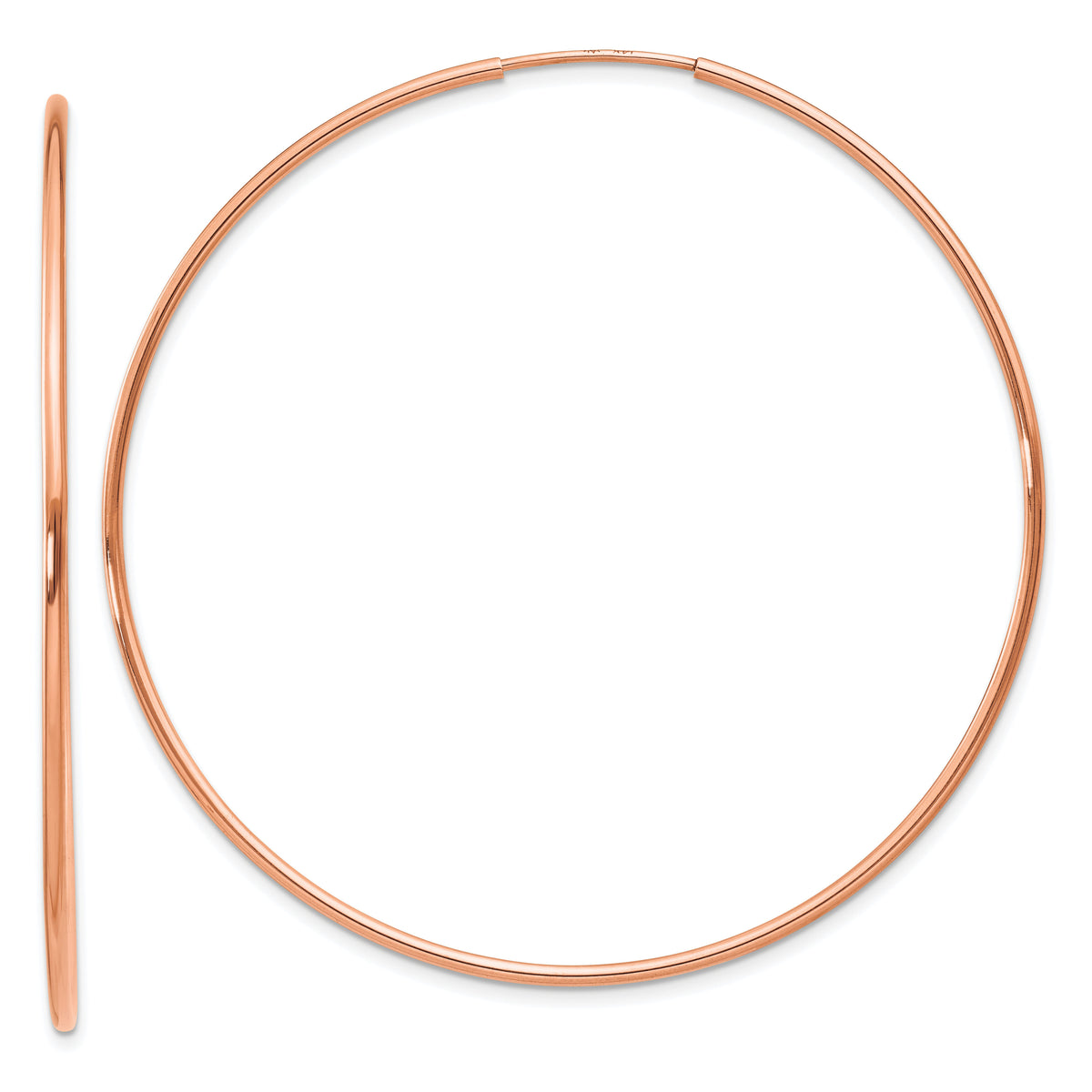 14k Rose Gold 1.20mm Polished Endless Hoop Earrings-XY1242