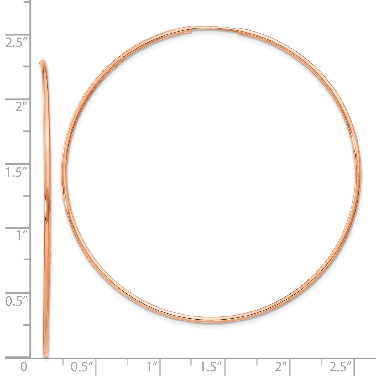 14k Rose Gold 1.20mm Polished Endless Hoop Earrings-XY1243