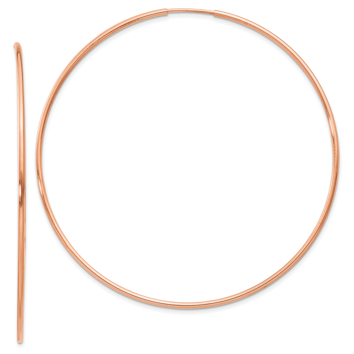 14k Rose Gold 1.20mm Polished Endless Hoop Earrings-XY1243