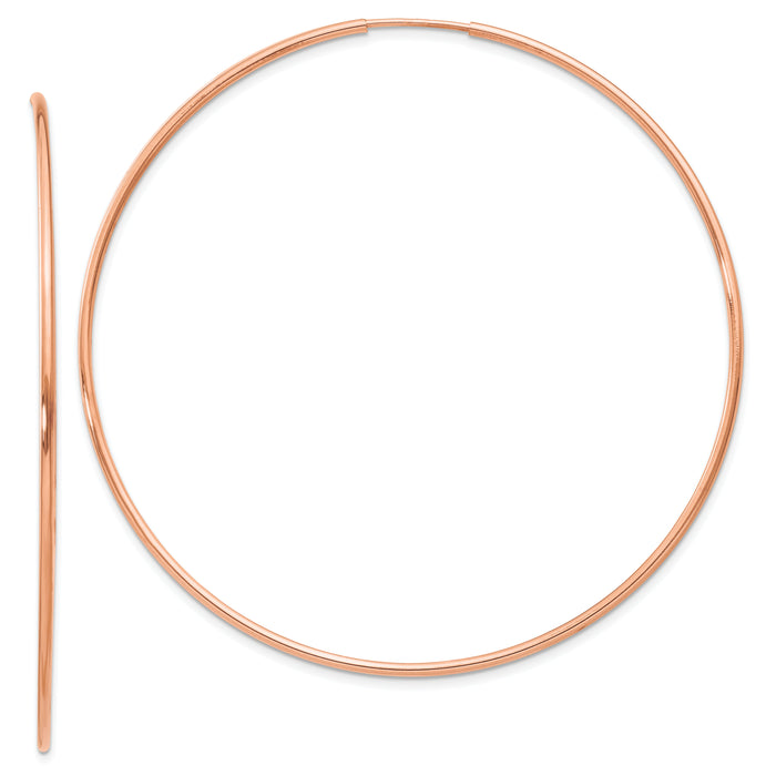 14k Rose Gold 1.20mm Polished Endless Hoop Earrings-XY1243