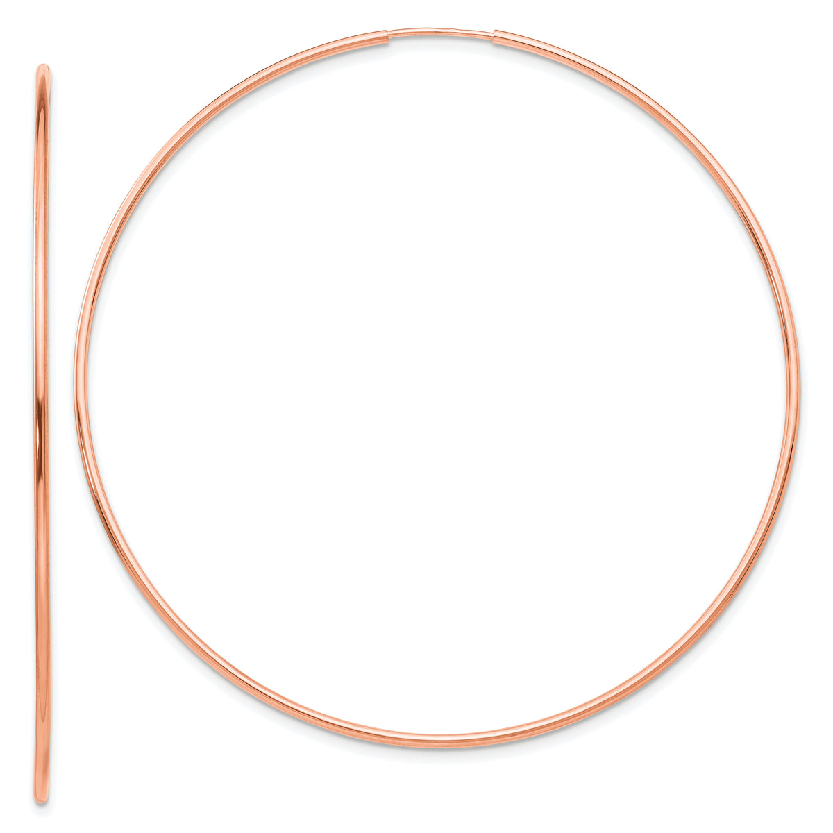 14k Rose Gold 1.20mm Polished Endless Hoop Earrings-XY1244