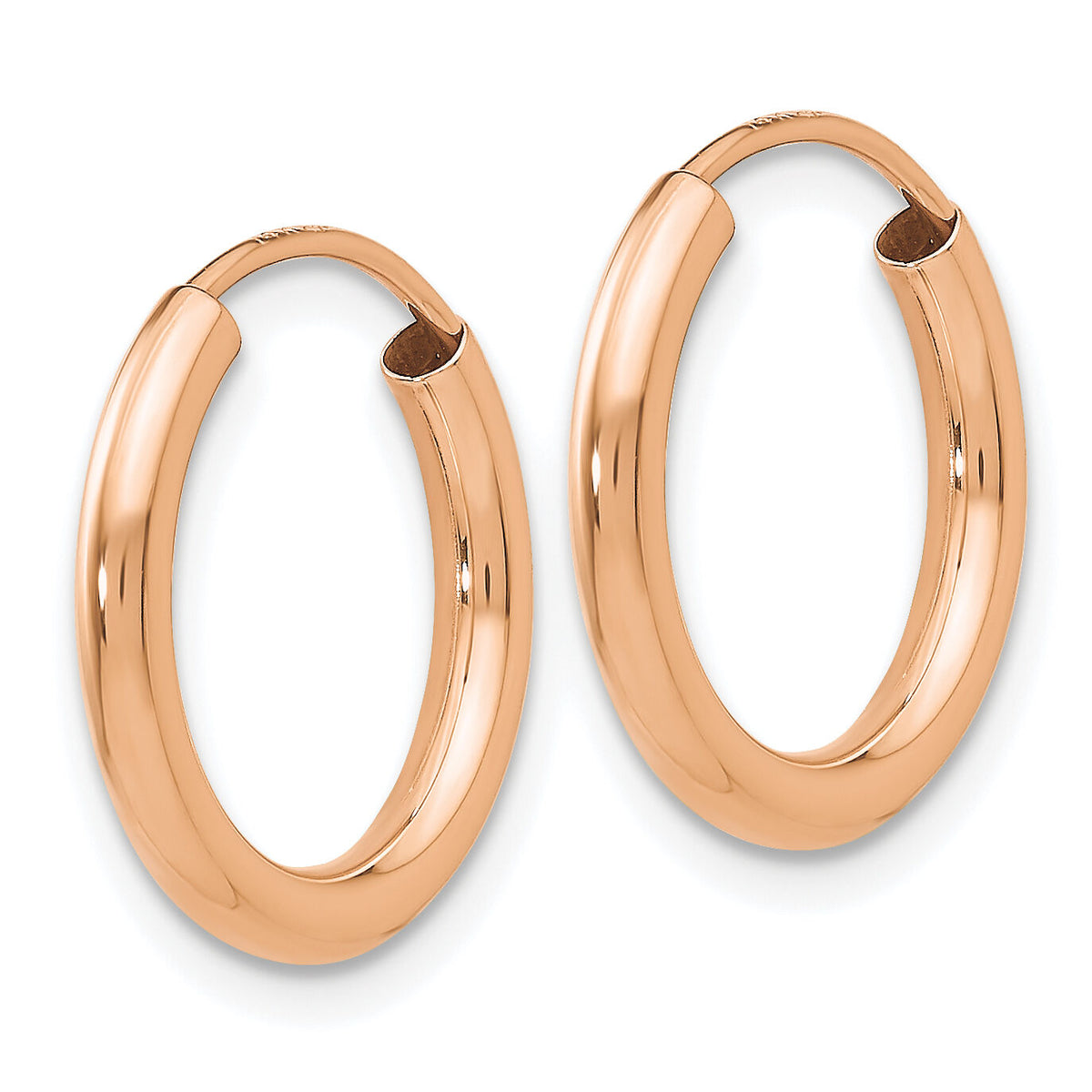14k Rose Gold Polished Round Endless 2mm Hoop Earrings-XY1246