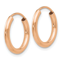 14k Rose Gold Polished Round Endless 2mm Hoop Earrings-XY1246
