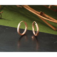 14k Rose Gold Polished Round Endless 2mm Hoop Earrings-XY1246