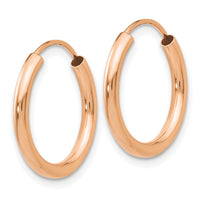 14k Rose Gold Polished Round Endless 2mm Hoop Earrings-XY1247