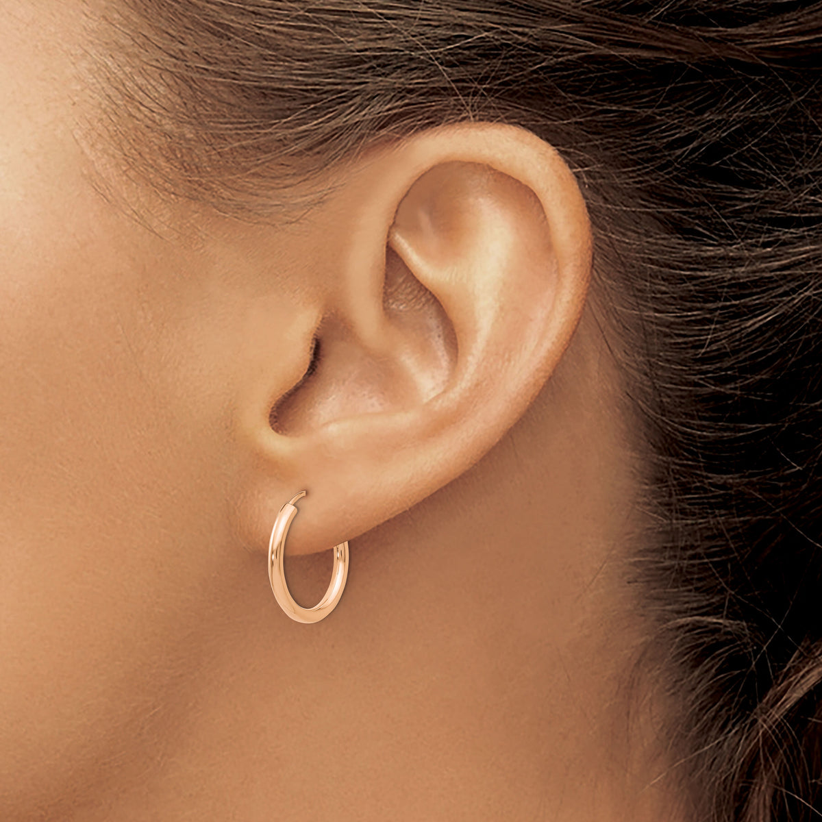 14k Rose Gold Polished Round Endless 2mm Hoop Earrings-XY1247
