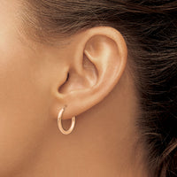 14k Rose Gold Polished Round Endless 2mm Hoop Earrings-XY1247