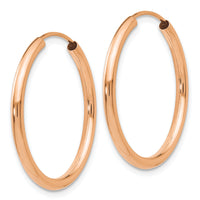 14k Rose Gold Polished Round Endless 2mm Hoop Earrings-XY1249