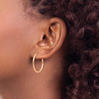14k Rose Gold Polished Round Endless 2mm Hoop Earrings-XY1249
