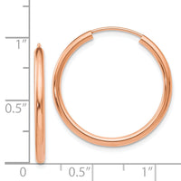 14k Rose Gold Polished Round Endless 2mm Hoop Earrings-XY1249