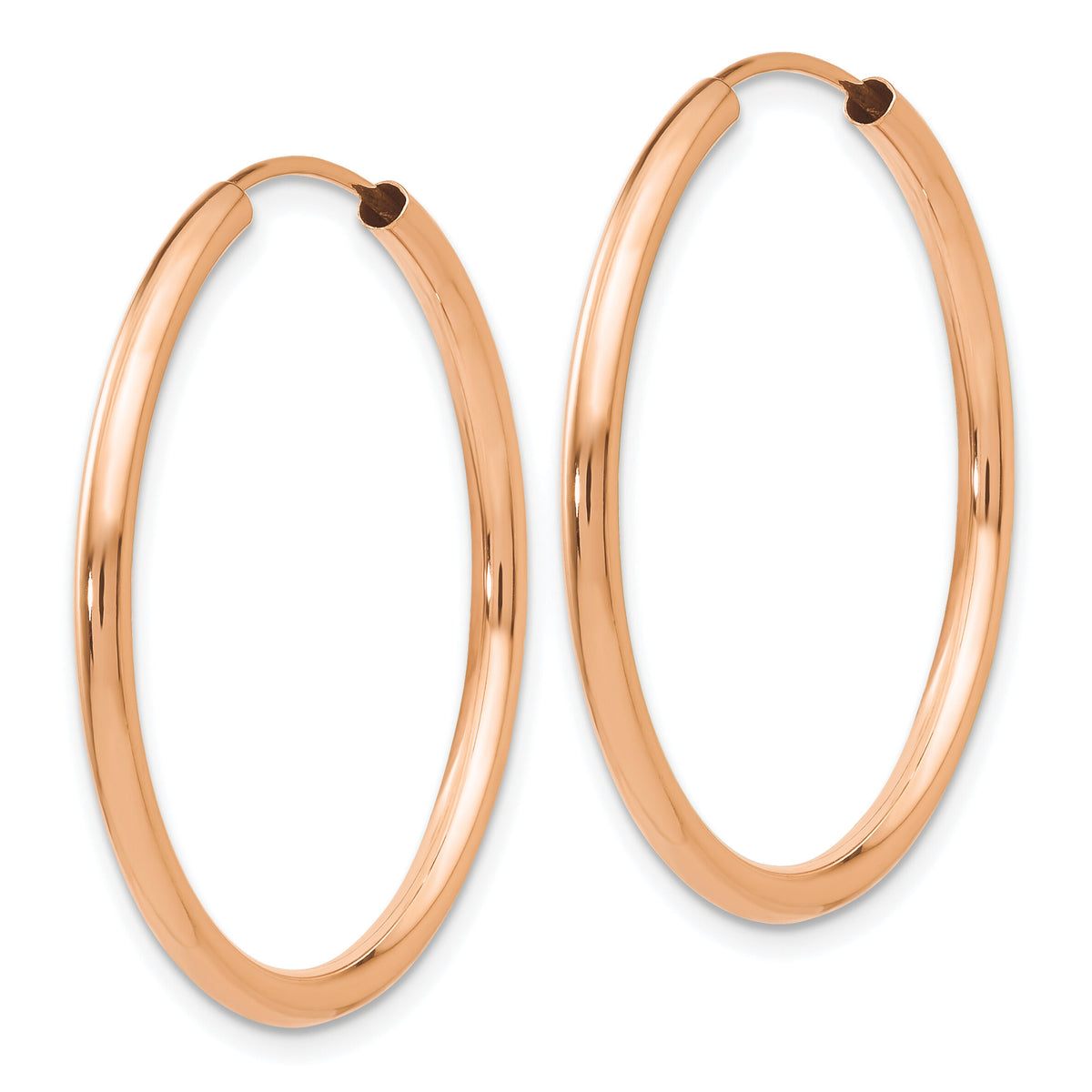 14k Rose Gold Polished Round Endless 2mm Hoop Earrings-XY1250