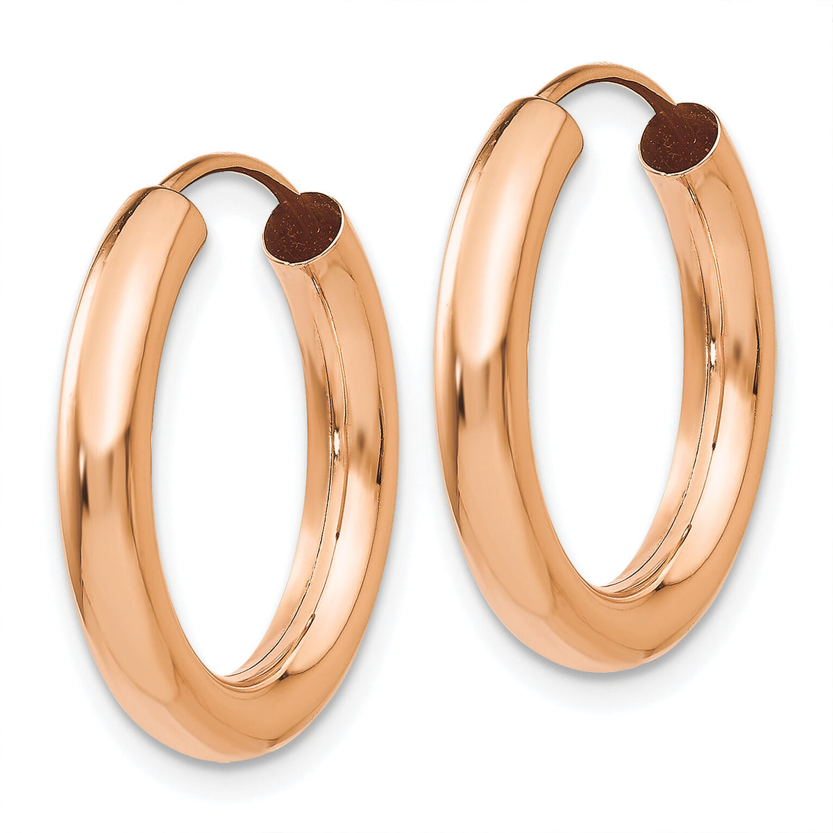 14k Rose Gold 3.00mm Polished Endless Tube Hoop Earrings-XY1251