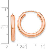 14k Rose Gold 3.00mm Polished Endless Tube Hoop Earrings-XY1251