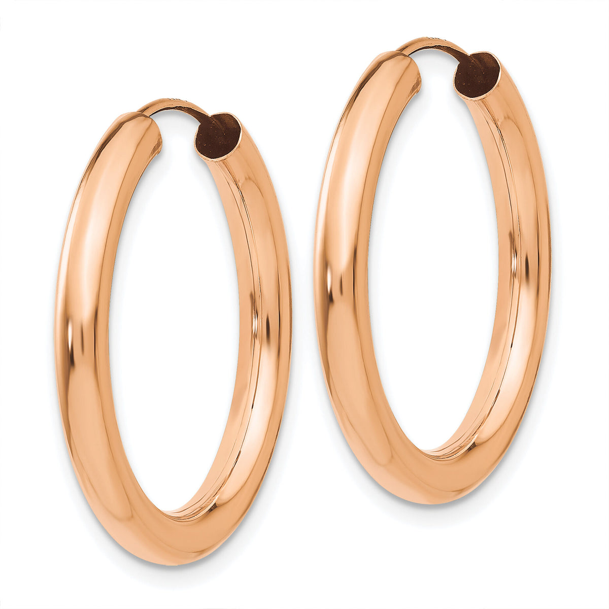14k Rose Gold 3.00mm Polished Endless Tube Hoop Earrings-XY1252