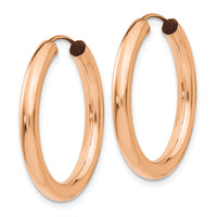 14k Rose Gold 3.00mm Polished Endless Tube Hoop Earrings-XY1252