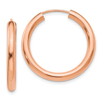 14k Rose Gold 3.00mm Polished Endless Tube Hoop Earrings-XY1252