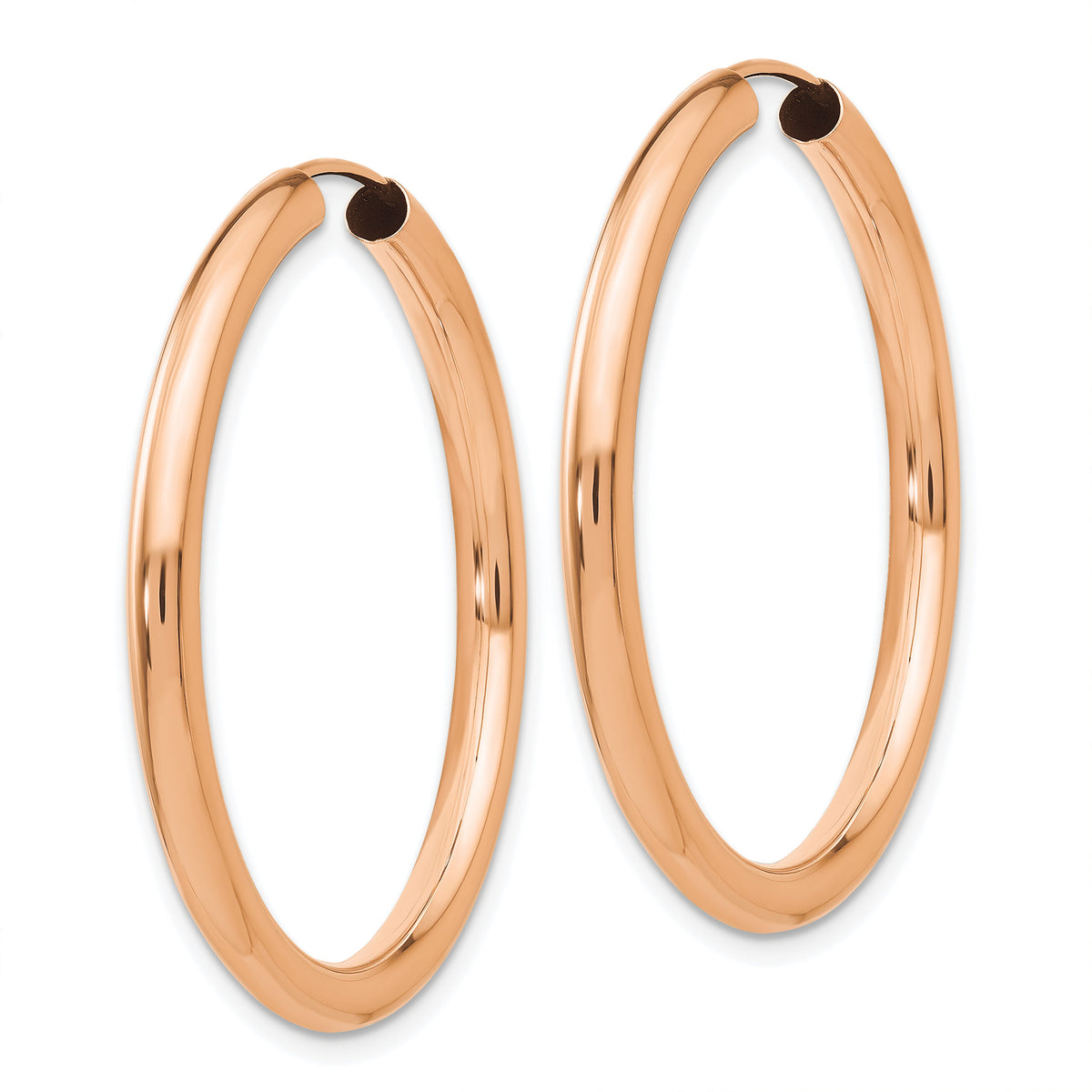 14k Rose Gold 3.00mm Polished Endless Tube Hoop Earrings-XY1253