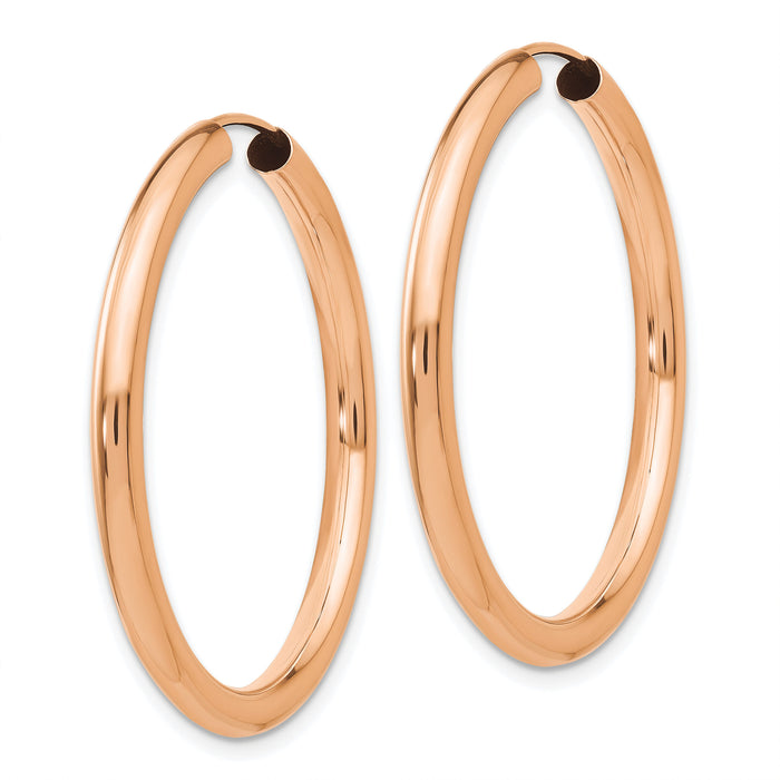 14k Rose Gold 3.00mm Polished Endless Tube Hoop Earrings-XY1253