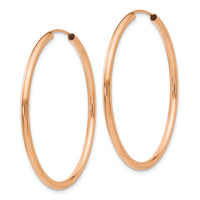 14k Rose Gold Polished Endless 2mm Hoop Earrings-XY1254