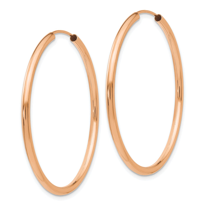 14k Rose Gold Polished Endless 2mm Hoop Earrings-XY1254