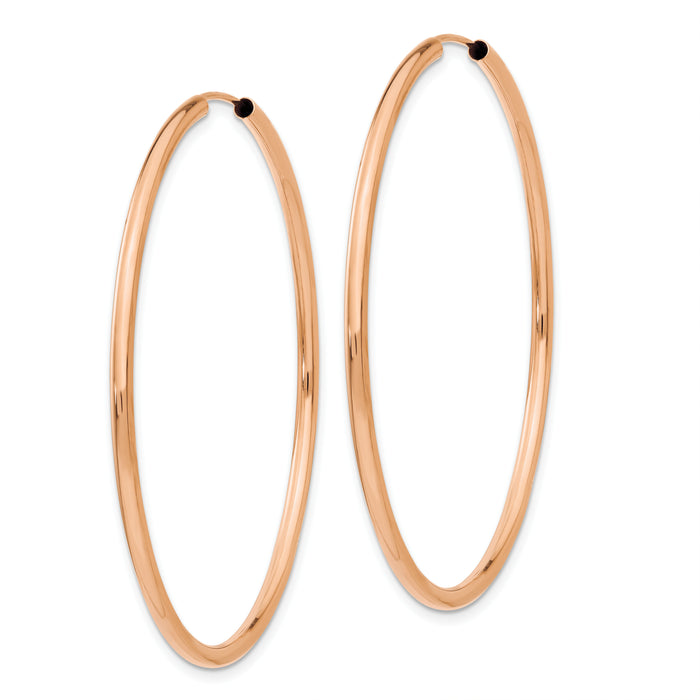 14k Rose Gold Polished Endless 2mm Hoop Earrings-XY1255