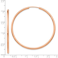 14k Rose Gold Polished Endless 2mm Hoop Earrings-XY1255
