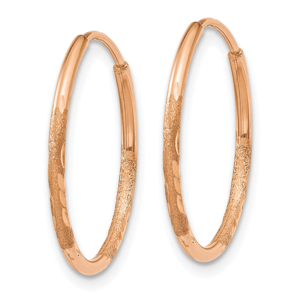 14k Rose Gold 1.20mm Diamond-cut Endless Hoop Earring-XY1256