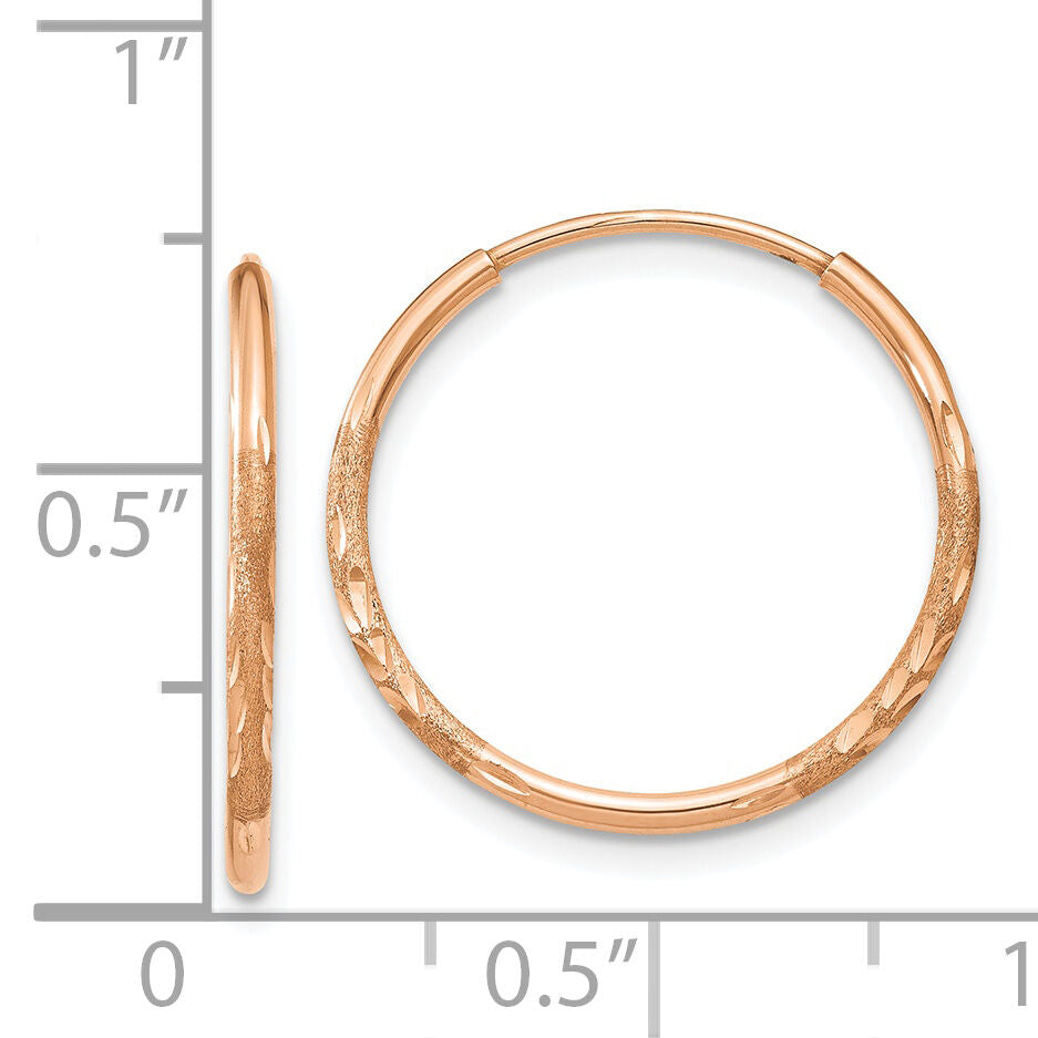 14k Rose Gold 1.20mm Diamond-cut Endless Hoop Earring-XY1256