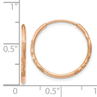 14k Rose Gold 1.20mm Diamond-cut Endless Hoop Earring-XY1256