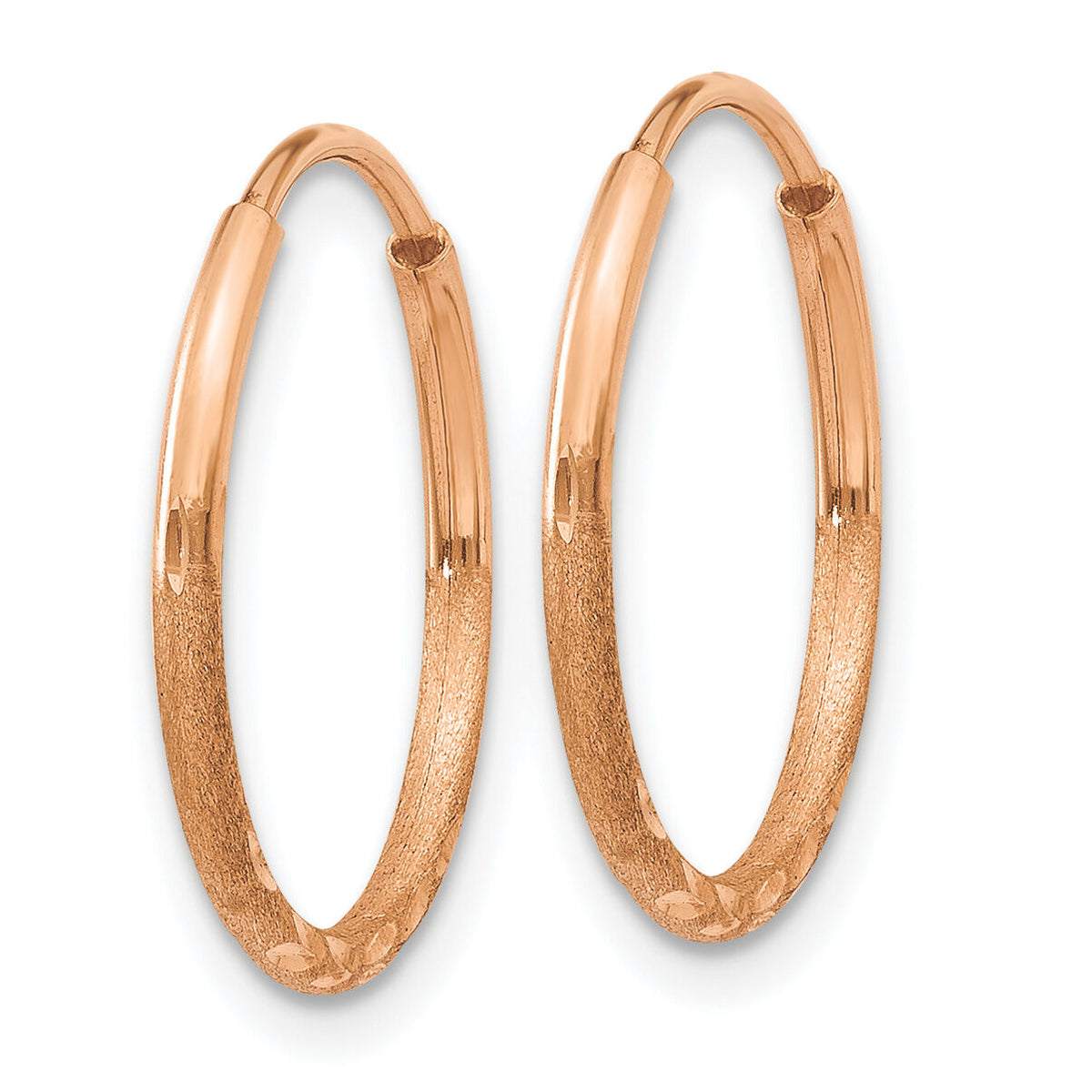 14k Rose Gold 1.20mm Diamond-cut Endless Hoop Earring-XY1257