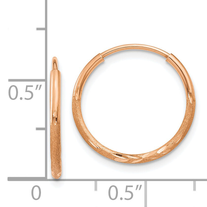 14k Rose Gold 1.20mm Diamond-cut Endless Hoop Earring-XY1257