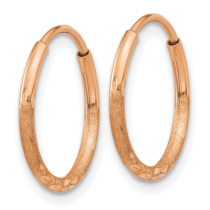 14k Rose Gold 1.20mm Diamond-cut Endless Hoop Earring-XY1258