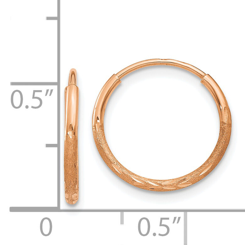 14k Rose Gold 1.20mm Diamond-cut Endless Hoop Earring-XY1258