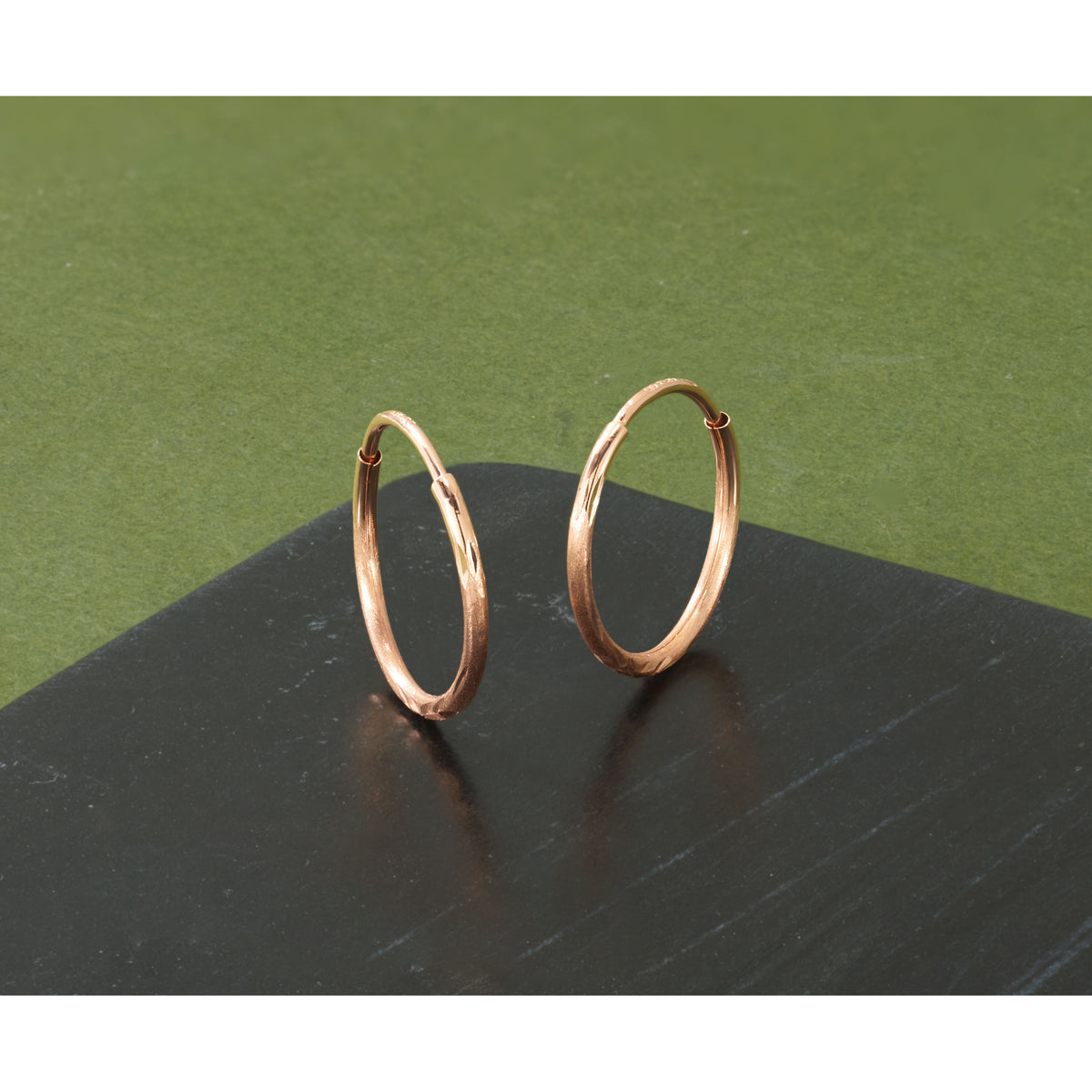 14k Rose Gold 1.20mm Diamond-cut Endless Hoop Earring-XY1258