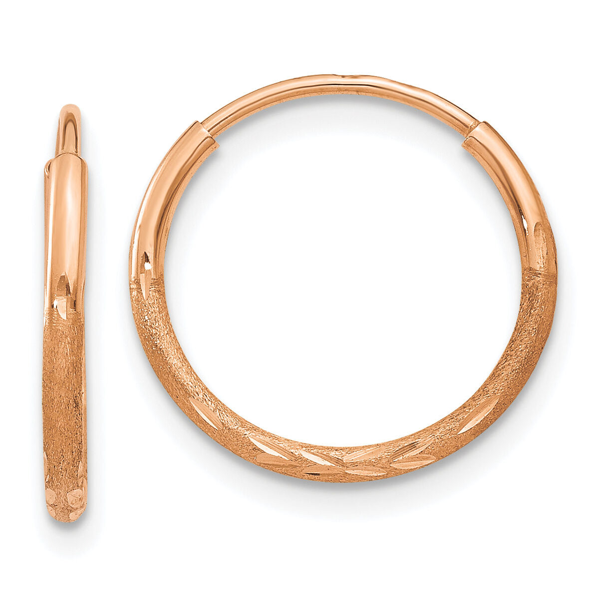 14k Rose Gold 1.20mm Diamond-cut Endless Hoop Earring-XY1258