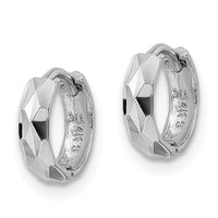 14k White Gold D/C Hinged Hoop Earrings-XY1260W