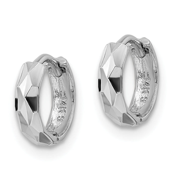 14k White Gold D/C Hinged Hoop Earrings-XY1260W