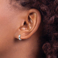 14k White Gold D/C Hinged Hoop Earrings-XY1260W