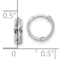 14k White Gold D/C Hinged Hoop Earrings-XY1260W