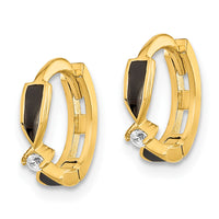 14K Polished Black Onyx Hoop Earrings-XY1261