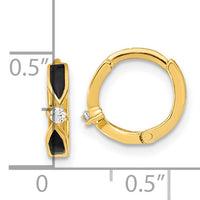 14K Polished Black Onyx Hoop Earrings-XY1261