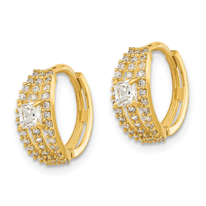 14K Polished Fancy CZ Hoop Earrings-XY1262