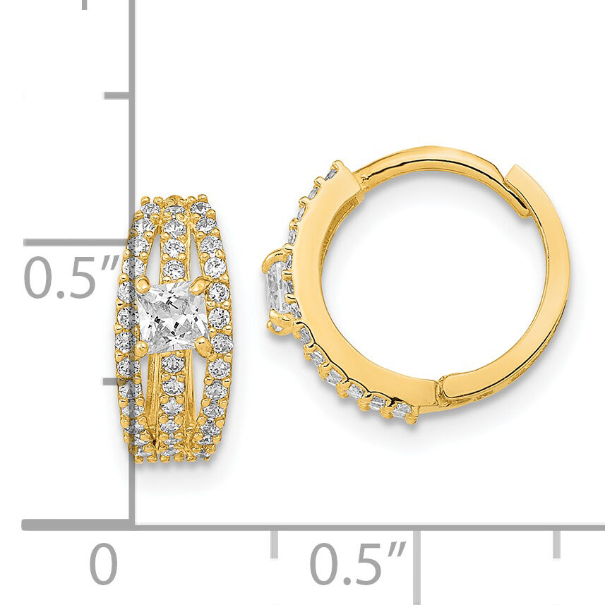 14K Polished Fancy CZ Hoop Earrings-XY1262