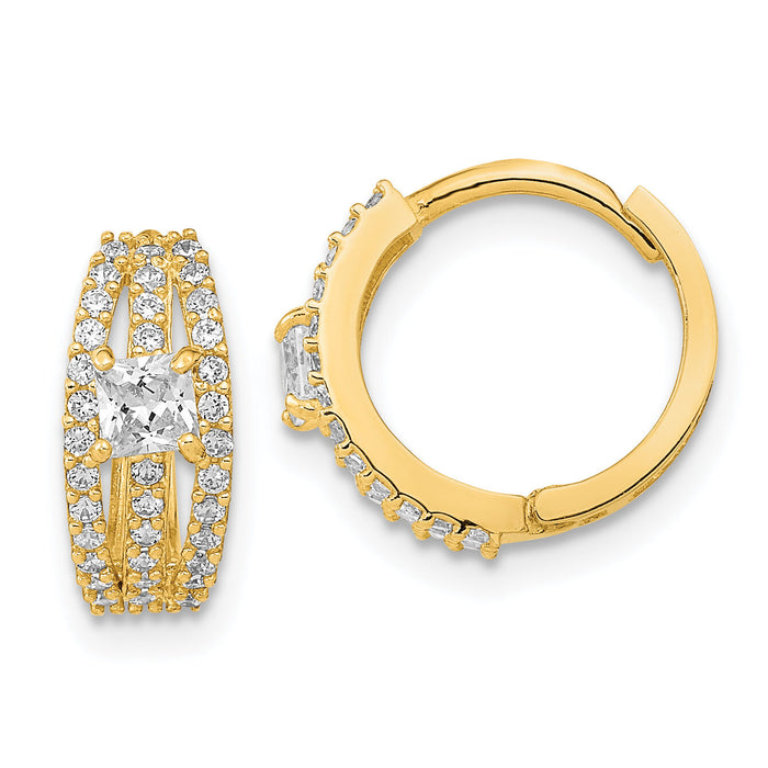 14K Polished Fancy CZ Hoop Earrings-XY1262