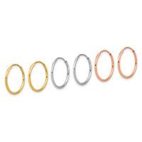 14k 1.20mm YG/WG/RG Endless Hoop Earring Set-XY1263SET