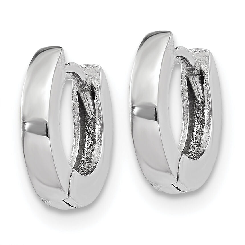 14k White Gold Polished Round Hinged Hoop Earrings-XY191