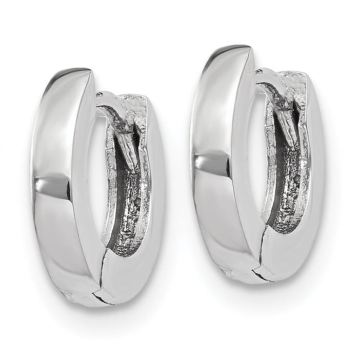 14k White Gold Polished Round Hinged Hoop Earrings-XY191